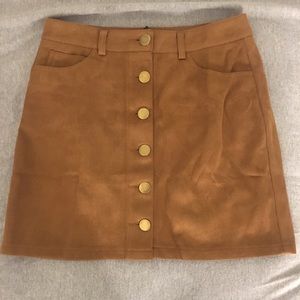Brown Faux Suede Skirt